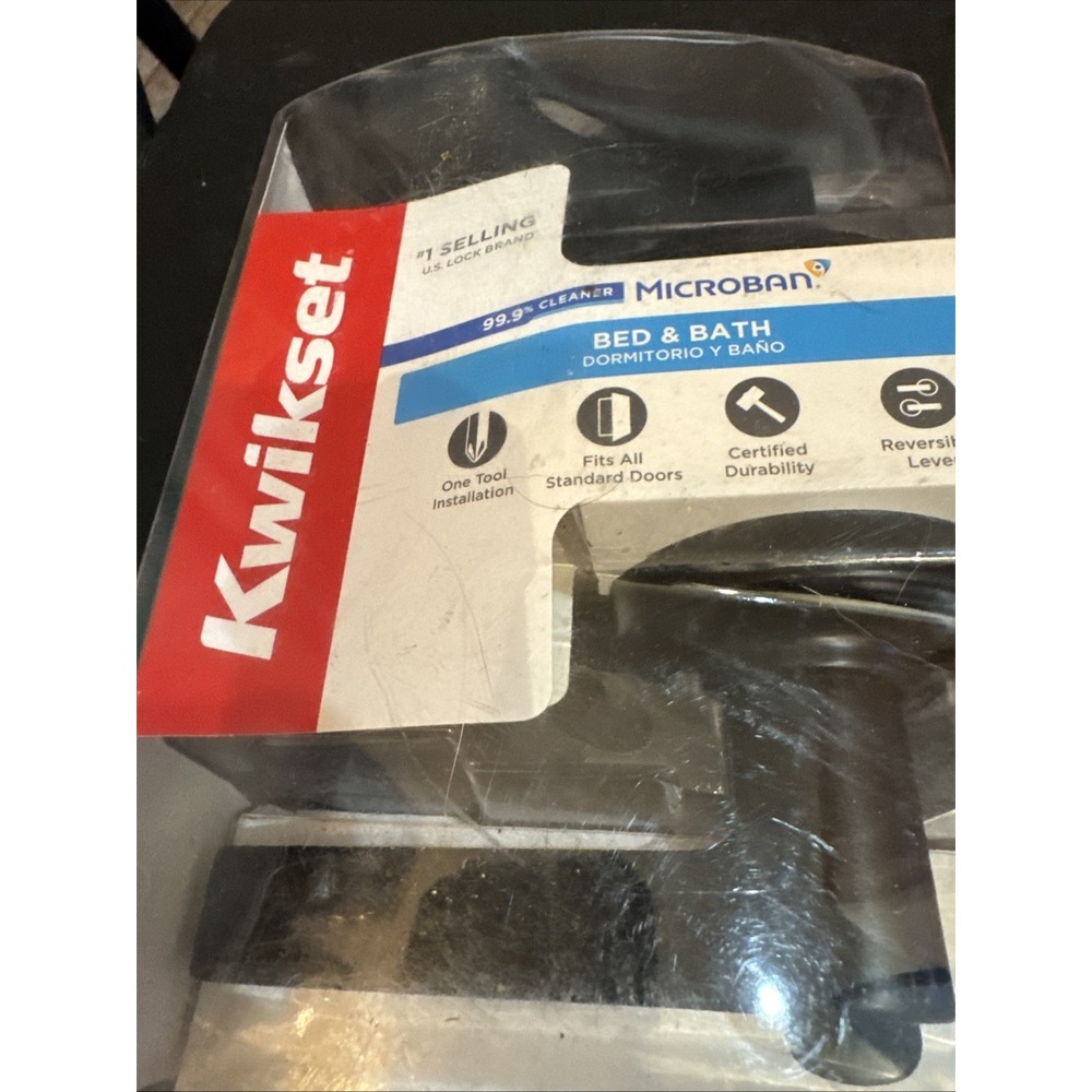 Kwikset Hollis Matte Black Door Lever Bed‎ And Bath Privacy